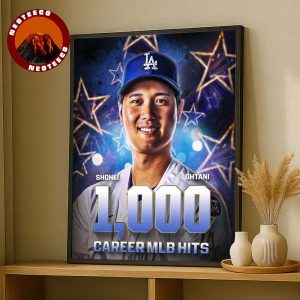 Shohei Ohtani 1000 Career MLB Hits Poster With Close-Up In LA Dodgers Jersey 2025 Home Decor Poster Canvas