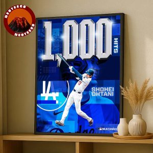Shohei Ohtani Congratulations Poster For 1000 Career MLB Hits With Star Background 2025 Home Decor Poster Canvas