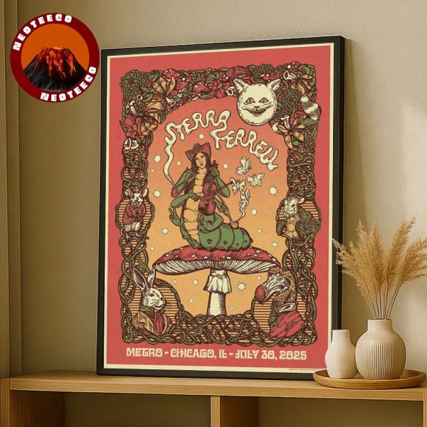 Sierra Ferrell Concert Print In Chicago IL On July 30 2025 Fairy Folk Art Nouveau Mushrooms Home Decor Poster Canvas