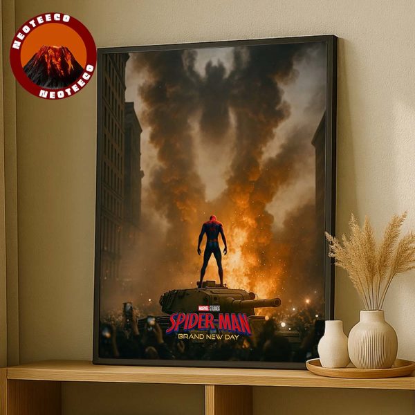 Spider-Man Poster At Times Square In New York City On Brand New Day 2025 Explosion Scene Artwork Home Decor Poster Canvas
