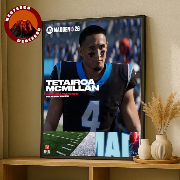 Tetairoa McMillan Carolina Panthers Rookie Wide Receiver Madden NFL 26 American Football 2025 Home Decor Poster Canvas