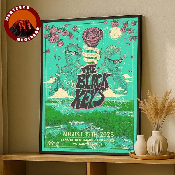 The Black Keys Tour Poster At Bank Of New Hampshire Pavilion In Gilford NH On July 25 2025 No Rain No Flowers Tour Rose Artwork Home Decor Poster Canvas