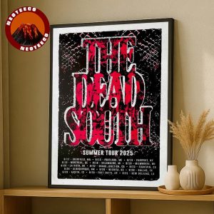 The Dead South Tour Poster At Parc Jean Drapeau In Montreal QC On August 16 2025 Summer Tour Red Grunge Artwork Home Decor Poster Canvas