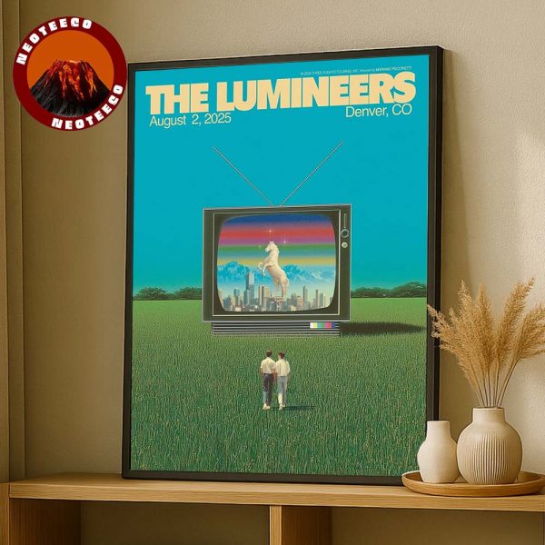 The Lumineers Concert Poster At Ball Arena In Denver CO On August 2 2025 Retro Unicorn TV Artwork Home Decor Poster Canvas