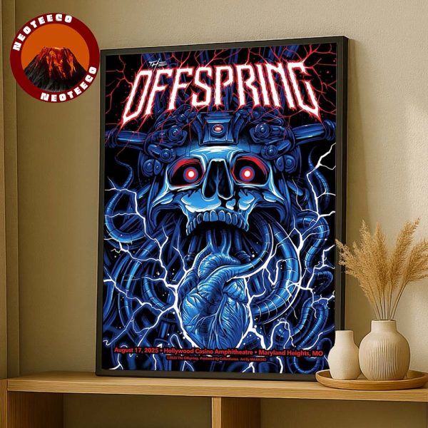 The Offspring Concert Poster At Hollywood Casino Amphitheatre In Maryland Heights MO On August 17 2025 Electric Skull Artwork Home Decor Poster Canvas