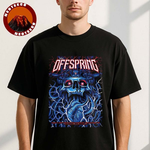 The Offspring Concert Poster At Hollywood Casino Amphitheatre In Maryland Heights MO On August 17 2025 Electric Skull Artwork Unisex T-Shirt