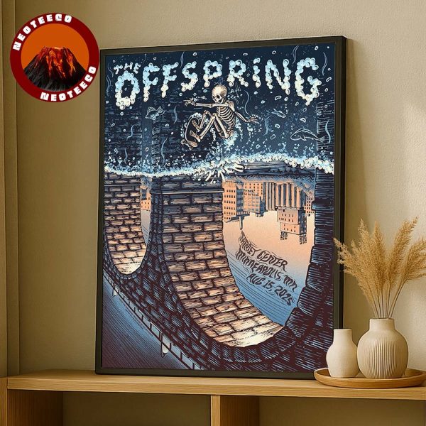 The Offspring Concert Poster At Target Center In Minneapolis MN On August 16 2025 Skeleton Surf Artwork Home Decor Poster Canvas