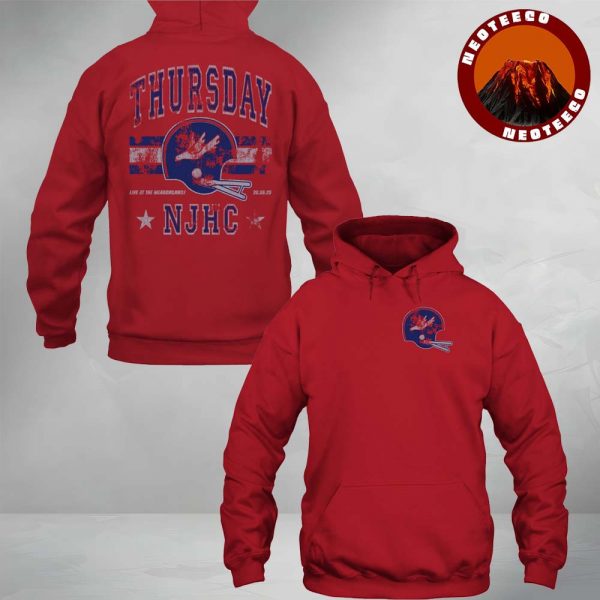Thursday NJHC Tour Hoodie Live At The Meadowlands On August 09 2025 Football Helmet Graphic Two Sides Unisex T-Shirt