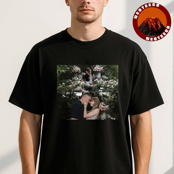Travis Kelce Proposes To Taylor Swift Engagement Poster Romantic Garden Love Artwork Unisex T-Shirt