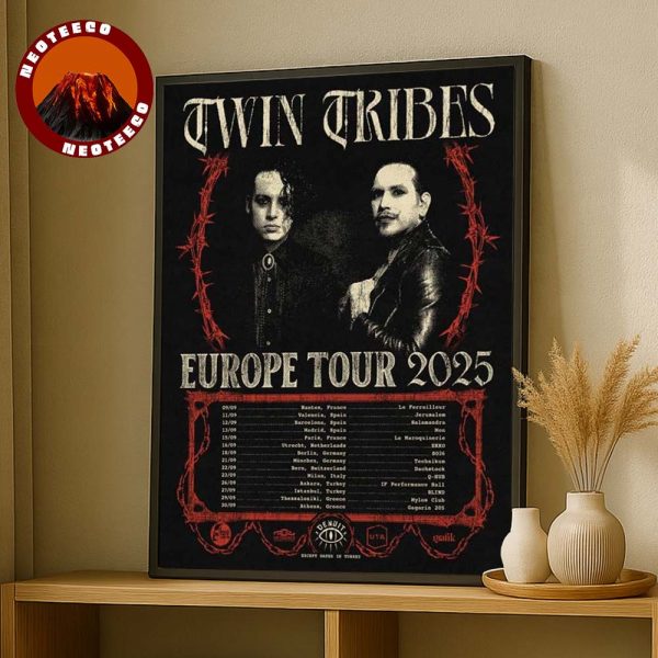 Twin Tribes Music Poster For Europe Tour In 2025 With Gothic Red Barbed Wire Artwork Home Decor Poster Canvas
