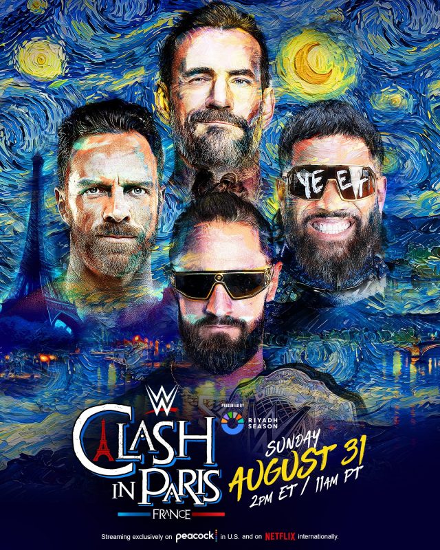 WWE Clash In Paris Matchup Poster At France August 31 2025 Featuring CM Punk And Seth Rollins