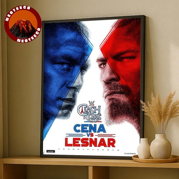 WWE Clash In Paris Matchup Poster Featuring John Cena Vs Brock Lesnar Face Off On August 31 2025 With French Flag Theme Home Decor Poster Canvas