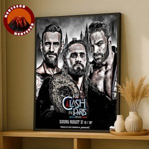 WWE Clash In Paris Matchup Poster Featuring Seth Rollins CM Punk And LA Knight On August 31 2025 With Championship Belt Home Decor Poster Canvas