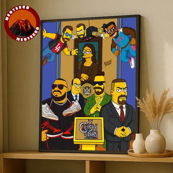 WWE Clash In Paris Poster 2025 Simpsons Style Fan Art Mona Lisa Wrestling Artwork Home Decor Poster Canvas
