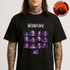 Wednesday Season 2 Character Cast Poster With Main Actors Portraits and Thing Hand Victory Sign Unisex T-Shirt