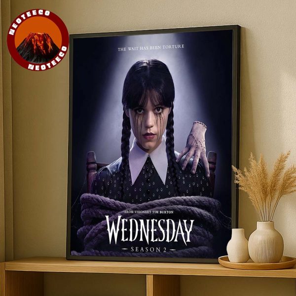 Wednesday Season 2 Poster With Jenna Ortega And Creepy Hand Netflix Horror Series Teaser 2025 Home Decor Poster Canvas