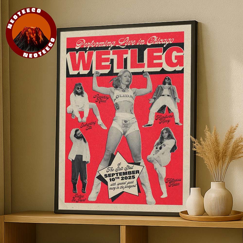 Wet Leg Concert Poster At The Salt Shed In Chicago Illinois On September 10 2025 With Special Guest Mary In The Junkyard Vintage Artwork Home Decor Poster Canvas
