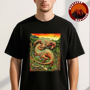 Widespread Panic Concert Poster Dinosaur Artwork In Boston Massachusetts At MGM Music Hall At Fenway On August 21 22 23 2025 Psychedelic Dinosaur Design Unisex T-Shirt
