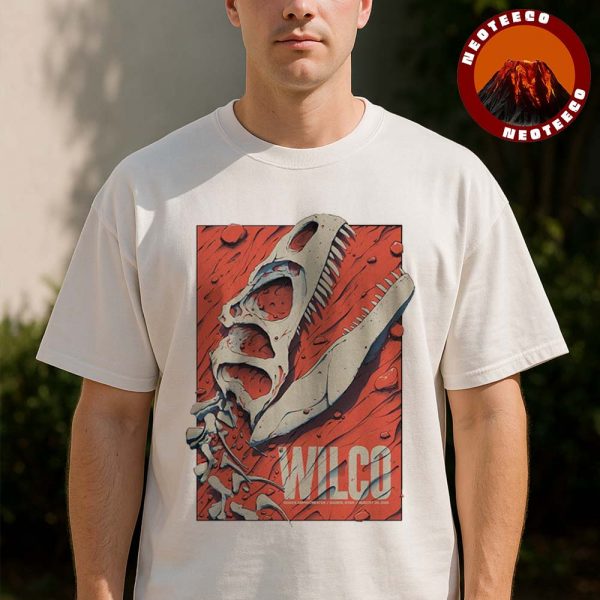 Wilco Concert Poster At Ogden Amphitheater In Ogden Utah On August 20 2025 Dinosaur Fossil Artwork Unisex T-Shirt