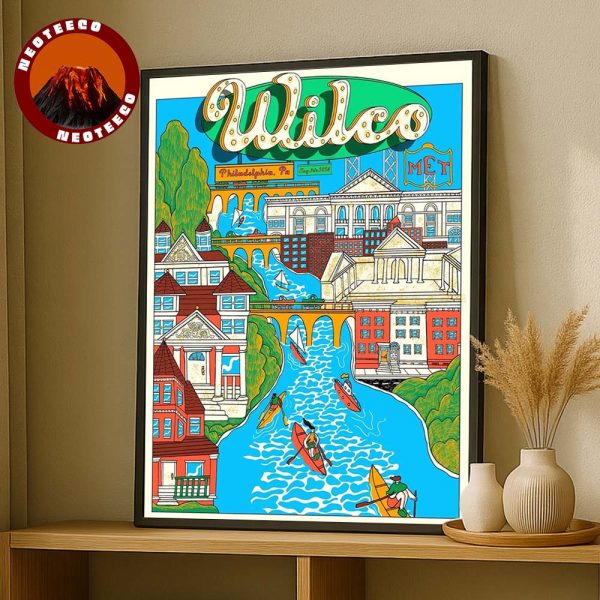 Wilco Concert Poster At The Met In Philadelphia On August 5 2025 Colorful City Scene Art Print Home Decor Poster Canvas