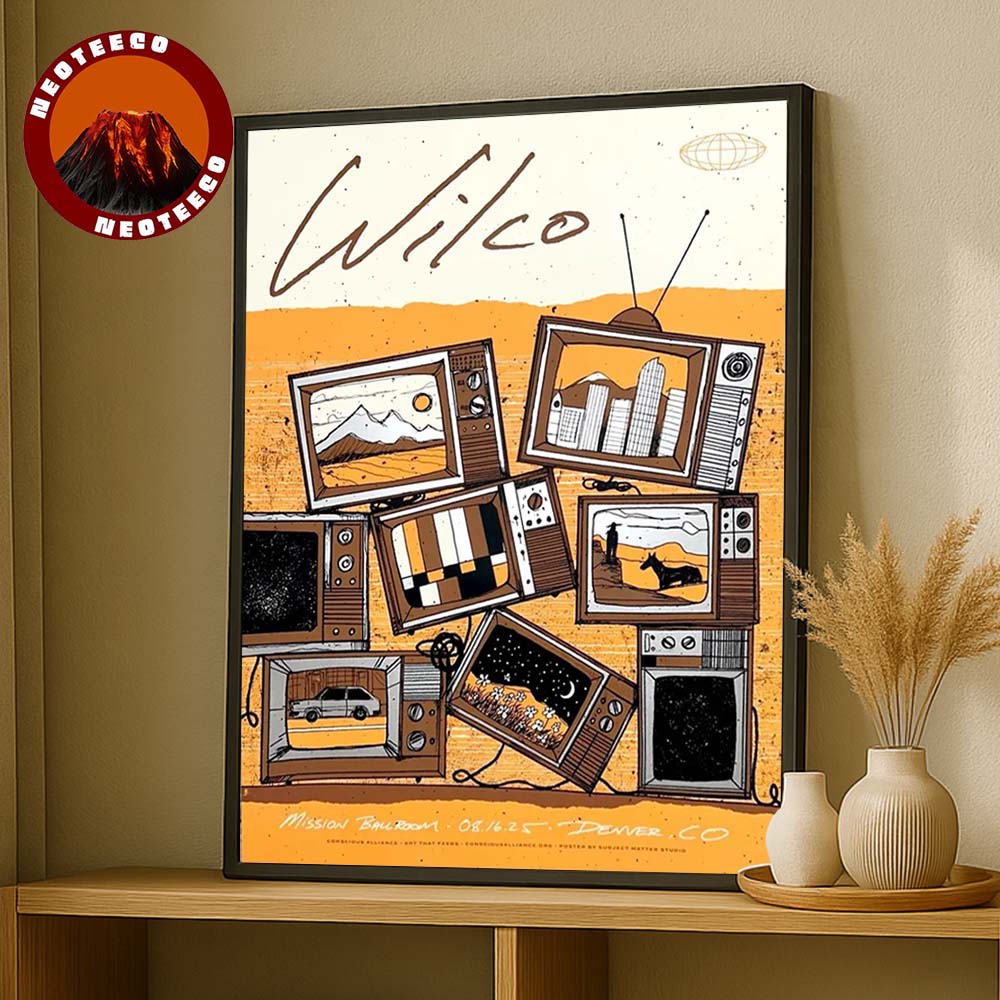 Wilco Poster At Mission Ballroom In Denver On August 16 2025 Vintage Television Artwork Home Decor Poster Canvas