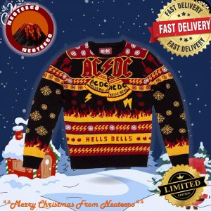 ACDC Band Hells Bells Ugly Christmas Sweater Chirstmas Gifts 2024 Xmas For Family And Friends Ugly Sweater