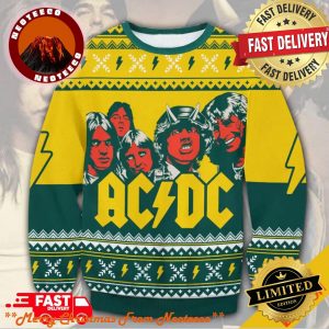 ACDC Yellow Christmas Pattern Merchandise Xmas Gift Ugly Sweater