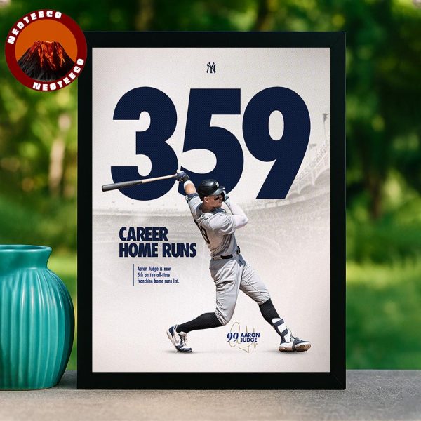 Aaron Judge New York Yankees Poster Career 359 Home Runs 2025 Franchise Milestone Highlight Home Decor Poster Canvas