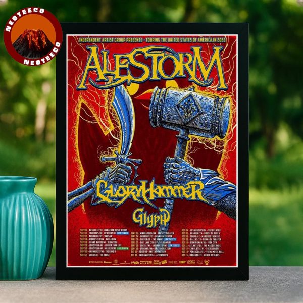 Alestorm Poster Summer Tour 2025 With Gloryhammer And Glyph Fantasy Battle Artwork Home Decor Poster Canvas