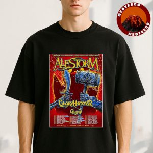 Alestorm Poster Summer Tour 2025 With Gloryhammer And Glyph Fantasy Battle Artwork Unisex T-Shirt