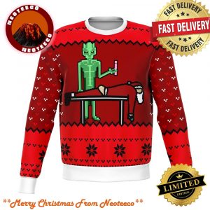 Alien And Santa Dildo Funny Christmas Ugly Sweater