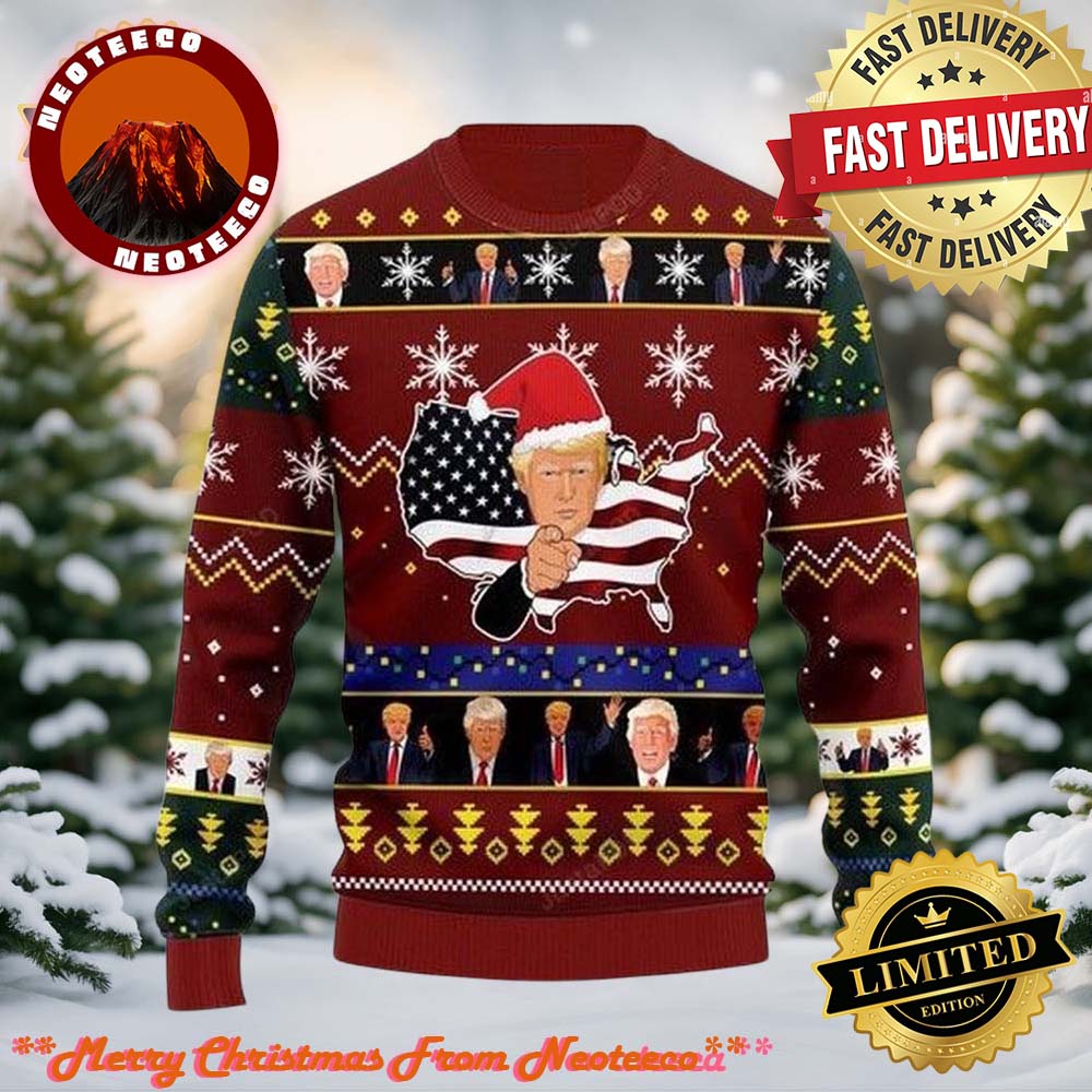 American Flag Donald Trump Ugly Sweater Gift For Family Ugly Christmas Sweater