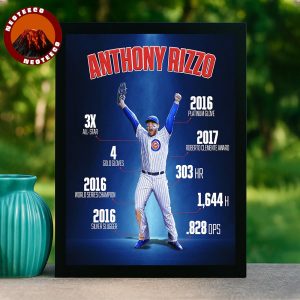 Anthony Rizzo Career Highlights Poster With Chicago Cubs MLB Baseball Stats 2025 Home Decor Poster Canvas