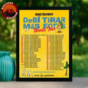 Bad Bunny Debí Tirar Más Fotos World Tour 2025 2026 Concert Home Decor Poster Canvas