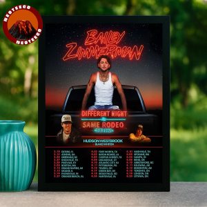 Bailey Zimmerman Different Night Same Rodeo Tour 2026 Poster With Hudson Westbrook And Blake Whiten Country Music Artwork Home Decor Poster Canvas