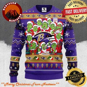 Baltimore Ravens NFL 12 Grinch Christmas Holiday Ugly Sweater