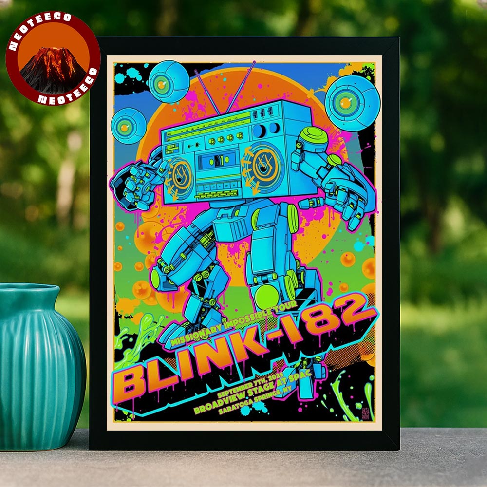 Blink-182 Music Poster At Broadview Stage In Saratoga Springs On September 7 2025 Missionary Impossible Tour Retro Futuristic Artwork Home Decor Poster Canvas