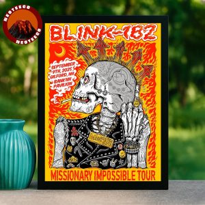 Blink 182 Show Music At Bank NH Pavilion In Gilford New Hampshire On September 9 2025 Missionary Impossible Tour Skeleton Artwork Home Decor Poster Canvas