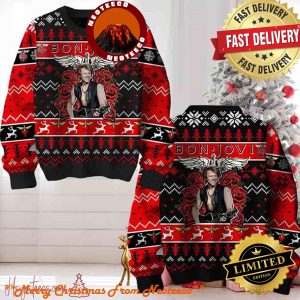 Bon Jovi Bed of Roses Christmas Sweater Chirstmas Gifts 2025 Xmas For Family And Friends Ugly Sweater
