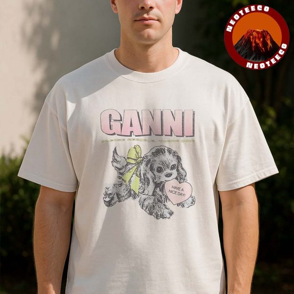 Bugatti Bright White Puppy Have A Nice Day Graphic 2025 Pastel Retro Artwork Unisex T-Shirt