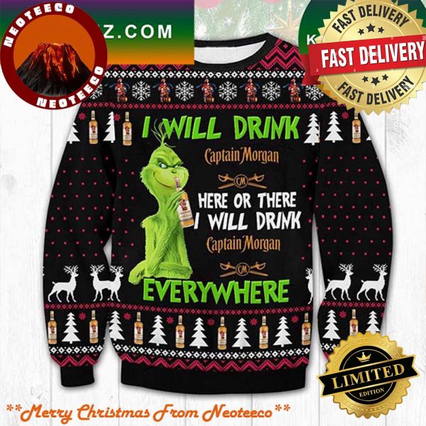 CAPTAIN MORGAN GRINCH CHRISTMAS  UGLY SWEATER 2025