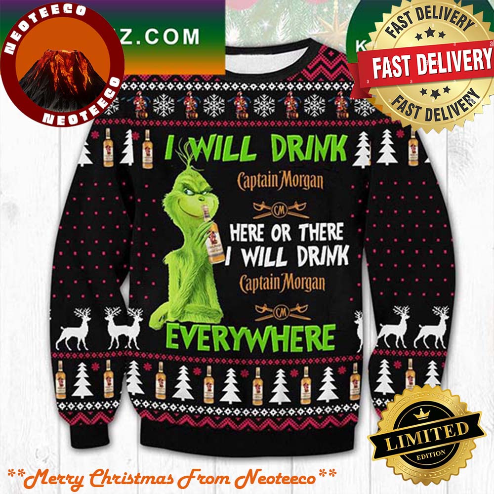 CAPTAIN MORGAN GRINCH CHRISTMAS  UGLY SWEATER 2025