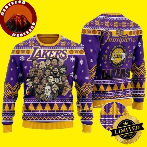 Chibi Los Angeles Lakers NBA Champions For Unisex Lakers Ugly Sweater Christmas
