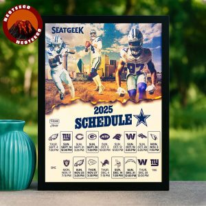 Dallas Cowboys 2025 Full Season Schedule NFL Football 2025 Sports Poster Vintage City Artwork Home Decor Poster Canvas