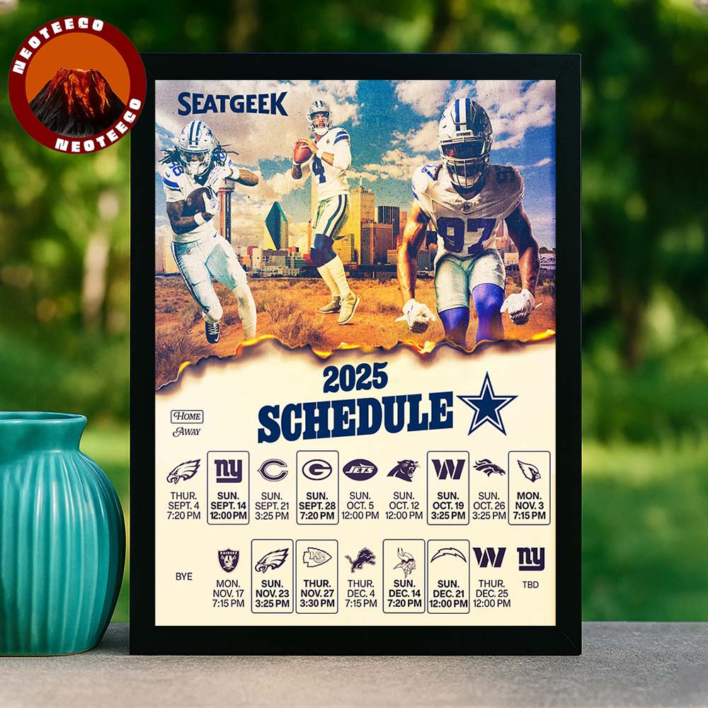Dallas Cowboys 2025 Full Season Schedule NFL Football 2025 Sports Poster Vintage City Artwork Home Decor Poster Canvas