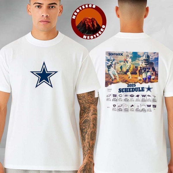 Dallas Cowboys 2025 Full Season Schedule NFL Football 2025 Sports Poster Vintage City Artwork Two Sides Unisex T-Shirt