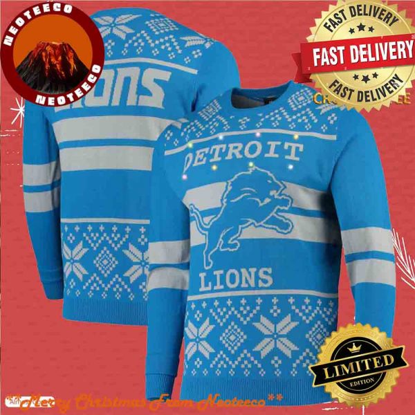 Detroit Lions NFL Christmas Holiday Speacial Blue Ugly Sweater 2025