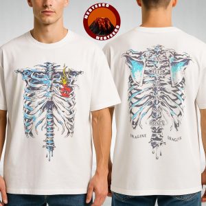 Imagine Dragons Bones Ribcage Artwork Venue Tee For Mexico City At Estadio GNP Seguros Two Sides Unisex T-Shirt