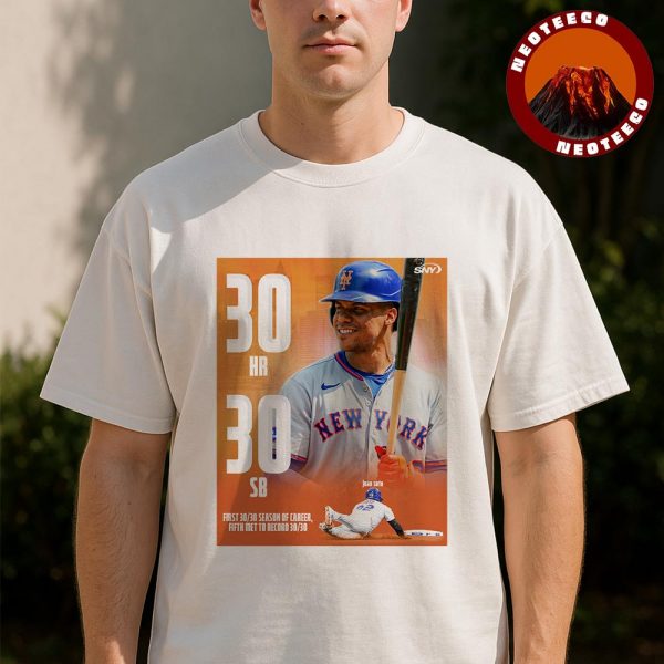 Juan Soto New York Mets Poster 30 Home Runs 30 Stolen Bases 2025 30-30 Club Milestone Unisex T-Shirt