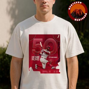 Kyle Schwarber Philadelphia Phillies 50 Homeruns Club MLB Baseball 2025 Poster Impact Red Artwork Unisex T-Shirt